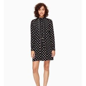 Kate Spade Ditsy Floral Silk Shirt Dress Long Sleeve Twee Preppy Pleat Front XS
